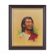 10" x 12" Walnut Frame with Gold Inside Lip and a 8" x 10" Laughing Jesus Print