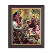 10" x 12" Walnut Frame with Gold Inside Lip and a 8" x 10" Battle of Archangel St. Michael Print