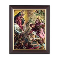 10" x 12" Walnut Frame with Gold Inside Lip and a 8" x 10" Battle of Archangel St. Michael Print