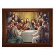 23.5" x 31" Walnut Finished Beveled Frame with 19" x 27" The Last Supper Textured Art