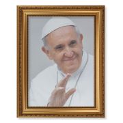 15 1/2" x 19 1/2" Antique Gold Leaf Beveled Frame with Bead Inlay and 12" x 16" Pope Francis Canvas Artwork