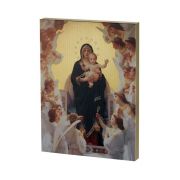 7 1/2" x 10" Bouguereau: Queen of Angels Gold Embossed Wood Plaque