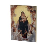 7 1/2" x 10" Bouguereau: Queen of Angels Gold Embossed Wood Plaque