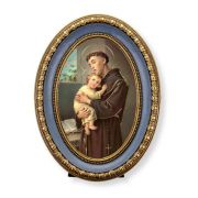 5 1/2" x 7 1/2" Oval Gold-Leaf Frame with a Saint Anthony Print