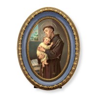 5 1/2" x 7 1/2" Oval Gold-Leaf Frame with a Saint Anthony Print