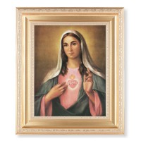 10 1/4" x 12 1/4" Satin Gold Frame with an 8" x 10" Immaculate Heart of Mary Print
