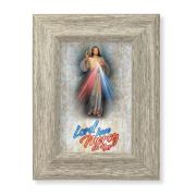 6 1/2" x 8 1/2" Grey Weathered Frame with Divine Mercy Artwork on Wood Plaque