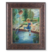 11 1/4" x 13 1/4" Art Deco Frame with an 8" x 10" Guardian Angel with Boy Print