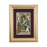 5 1/4" x 6 3/4" Gold Leaf Frame-Burgundy Matte with a 2 1/2" x 3 3/4" Madonna Print