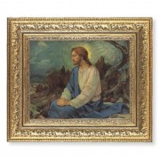 12 1/2" x 14 1/2" Ornate Gold Leaf Antique Frame with 8" x 10" Meditation in the Garden Print