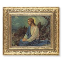 12 1/2" x 14 1/2" Ornate Gold Leaf Antique Frame with 8" x 10" Meditation in the Garden Print