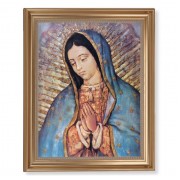 13 1/2" x 16 9/16" Gold Leaf Antique Finished Frame with 11" x 14" Our Lady of Guadalupe Textured Art