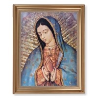 13 1/2" x 16 9/16" Gold Leaf Antique Finished Frame with 11" x 14" Our Lady of Guadalupe Textured Art