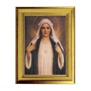 6 3/4" X 8 3/4" Gold Leaf Finish Frame with 5" X 7" Chambers: Immaculate Heart of Mary Textured Art