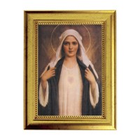 6 3/4" X 8 3/4" Gold Leaf Finish Frame with 5" X 7" Chambers: Immaculate Heart of Mary Textured Art
