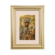 5 1/4" x 6 3/4" Gold Leaf Frame-Cream Matte with a 2 1/2" x 3 3/4" Our Lady of Czestochowa Print
