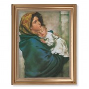 13 1/2" x 16 9/16" Gold Leaf Antique Finished Frame with 11" x 14" Madonna of the Street Textured Art