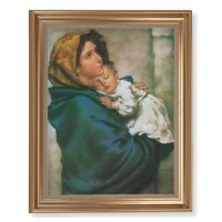 13 1/2" x 16 9/16" Gold Leaf Antique Finished Frame with 11" x 14" Madonna of the Street Textured Art