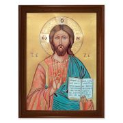 23.5" x 31" Walnut Finished Beveled Frame with 19" x 27" Christ The Teacher Textured Art