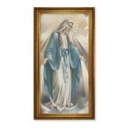 24" x 44" Antique Gold Leaf Beveled Frame with Carved Rope Trim -Our Lady of Grace Canvas Artwork