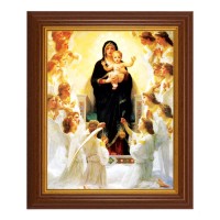 10 1/2" x 12 1/2" Walnut Finish Beveled Frame with 8" x 10" Bouguereau: Queen of Angels Textured Art