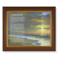 10 1/2" x 12 1/2" Walnut Finish Beveled Frame with 8" x 10" Footprints Textured Art