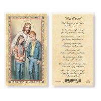 25pk - Teen Creed - Christ the Comforter  Gold Stamped Laminated Holy Card  Pk 25