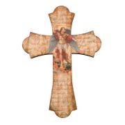 Saint Michael 12" Laser Cut Wood Vintage Cross