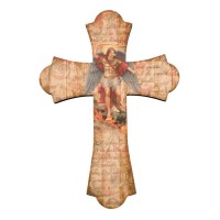 Saint Michael 12" Laser Cut Wood Vintage Cross Saint Michael 12" Laser Cut Wood Vintage Cross