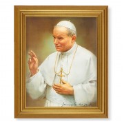 10" x 12" Gold Leaf Finish Beveled Frame with 8" x 10" St. Pope John Paul II Textured Art