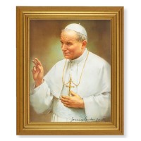 10" x 12" Gold Leaf Finish Beveled Frame with 8" x 10" St. Pope John Paul II Textured Art