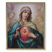 11" x 14" Gold Plaque Frame with a Immaculate Heart of Mary Print