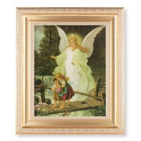 10 1/4" x 12 1/4" Satin Gold Frame with an 8" x 10" Guardian Angel Print