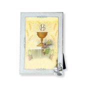 White Pearlized Communion Boy with Chalice Photo Frame
