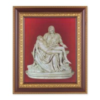 11 1/2" x 13 1/2" Cherry Frame with Gold Trim with an 8" x 10" The Pieta Print