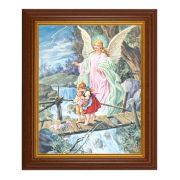 10 1/2" x 12 1/2" Walnut Finish Beveled Frame with 8" x 10" Guardian Angel Textured Art