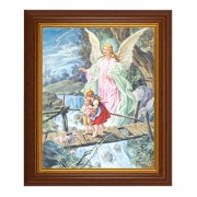 10 1/2" x 12 1/2" Walnut Finish Beveled Frame with 8" x 10" Guardian Angel Textured Art 10 1/2" x 12 1/2" Walnut Finish Beveled Frame with 8" x 10" Guardian Angel Textured Art