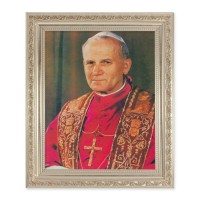 10" x 12" Ornate Silver Frame with a Pope John Paul II Print