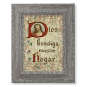 7 1/2" x 9 1/2" Grey Weathered Frame with House Blessing in Spanish Artwork on Wood Plaque