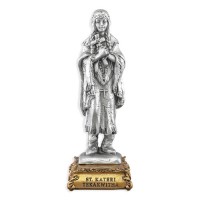 4 1/2" Pewter Saint Kateri Tekakwitha Statue Gift Boxed