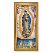 17 1/4" x 33 1/4" Antique Gold Leaf Finished Beveled Frame with 14" x 30" Our Lady of Guadalupe Textured Art