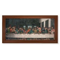15 1/2" x 29" Walnut Finished Frame with 12' x 26" DaVinci: Last Supper Textured Art