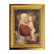 6 3/4" X 8 3/4" Gold Leaf Finish Frame with 5" X 7" Madonna and Child Textured Art