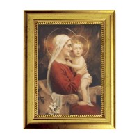 6 3/4" X 8 3/4" Gold Leaf Finish Frame with 5" X 7" Madonna and Child Textured Art
