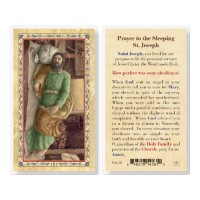 25pk - Sleeping Saint Joseph  Gold Stamped Laminated Holy Card  Pk 25