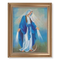 13 1/2" x 16 9/16" Gold Leaf Antique Finished Frame with 11" x 14" Our Lady of Grace Textured Art
