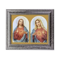 10 1/2" x 12 1/2" Grey Oak Finish Frame with an 8" x 10" The Sacred Hearts Print