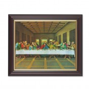 10" x 12" Walnut Frame with Gold Inside Lip and a 8" x 10" The Last Supper Print