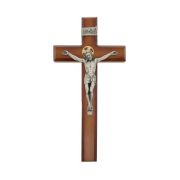 11" Two Tone Cross with Antiqued Silver and Gold Finish Corpus by Salerni