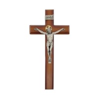 11" Two Tone Cross with Antiqued Silver and Gold Finish Corpus by Salerni
